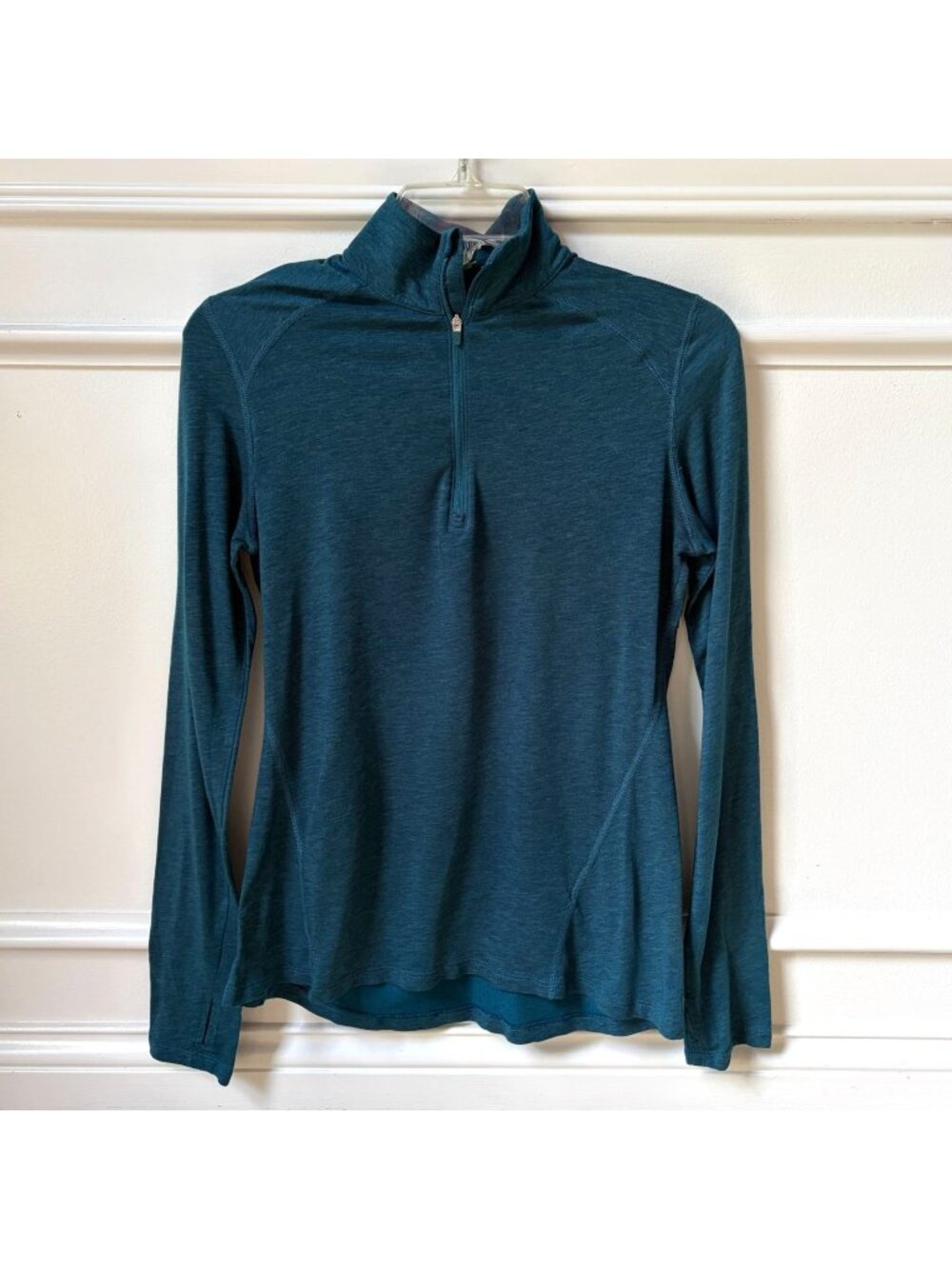 Dover Saddlery Women's Wool Blend 1/4 Zip Riding Shirt Teal Riding Top Medium